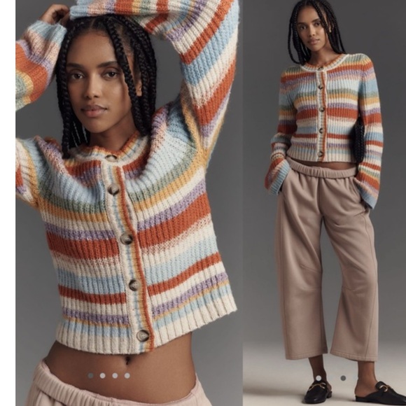 Nwt pilcro Striped Multicolor Button-Up Cardigan - Picture 1 of 5